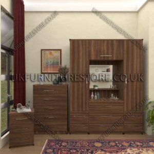 Walnut 2 Door Wardrobe & Vanity Set