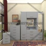 Silver 2 Door 1 Mirror Wardrobe & Vanity set