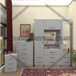 Silver 2 Door 1 Mirror Wardrobe & Vanity set
