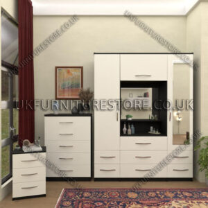 Front White Side Black 2 Door 1 Mirror Wardrobe & Vanity set