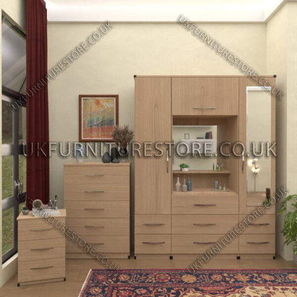 Oak 2 Door 1 Mirror Wardrobe & Vanity set