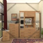 Beech 2 Door mirrored Wardrobe Vanity Set with Drawers