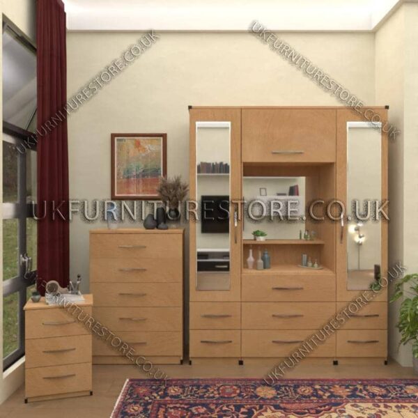 WHATSAPP IMAGE 2024-07-30 AT 12.50.38 AM Beech 2 Door mirrored Wardrobe Vanity Set with Drawers