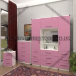 Front Pink Side White 2 Door Wardrobe, Vanity, Chest, Drawers & Nightstand