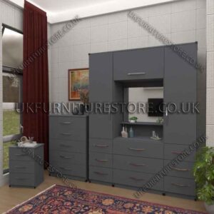 Gray 2 Door Wardrobe, Vanity, Chest, Drawers & Nightstand