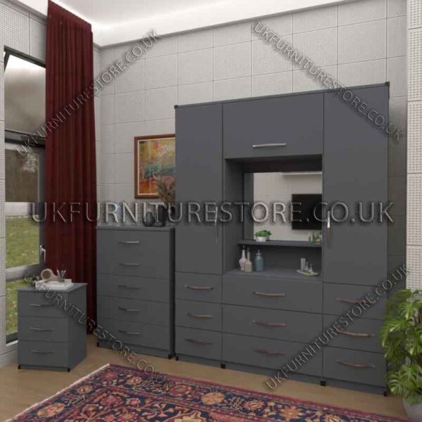 Gray 2 Door Wardrobe, Vanity, Chest, Drawers & Nightstand
