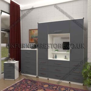 Front Silver Side White 2 Door Wardrobe, Vanity, Chest, Drawers & Nightstand