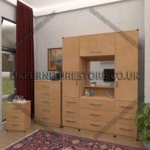 Beech 2 Door Wardrobe, Vanity, Chest, Drawers & Nightstand