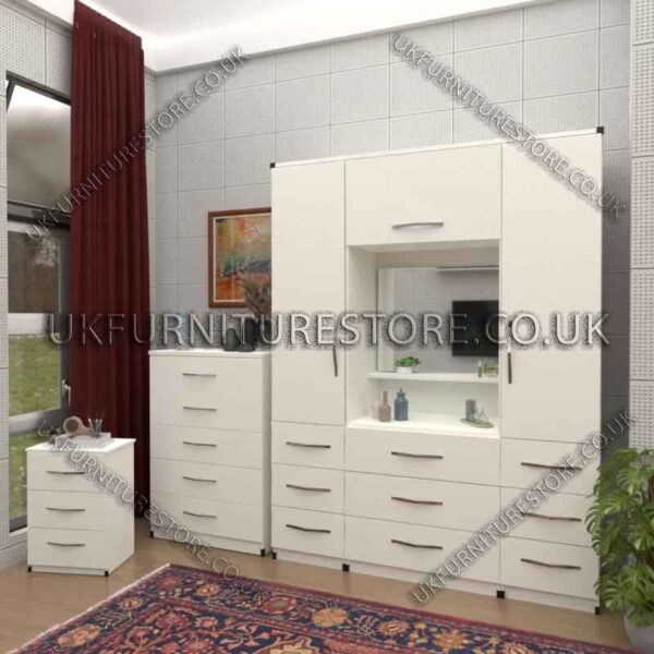 White 2 Door Wardrobe, Vanity, Chest, Drawers & Nightstand