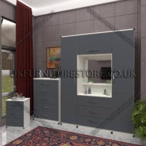 Front Gray Side White 2 Door Wardrobe, Vanity & Drawers