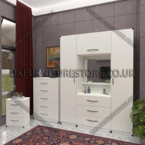 White 2 Door Wardrobe, Vanity & Drawers
