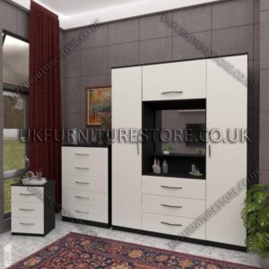 "Ultimate Bedroom Bundle: 2-Door Wardrobe, Vanity, & Drawers"