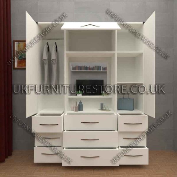 White 2 Door Wardrobe, Vanity, Chest, Drawers & Nightstand