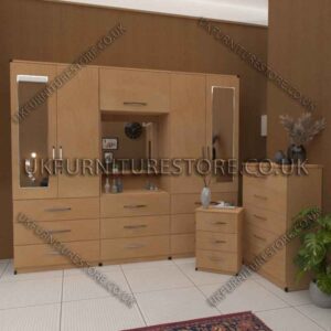 Stylish 4-Door Wardrobe with Drawers & Bedside Cabinet