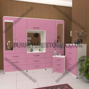 Stylish 4-Door Wardrobe with Drawers & Bedside Cabinet