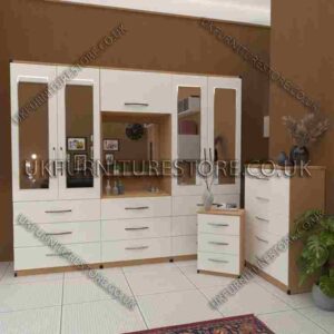 4-Door Wardrobe with Drawers & Bedside Cabinet
