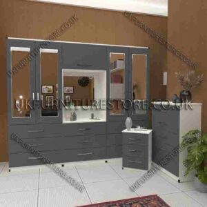 4-Door Wardrobe with Drawers & Bedside Cabinet