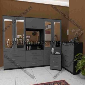 4-Door Wardrobe with Drawers & Bedside Cabinet