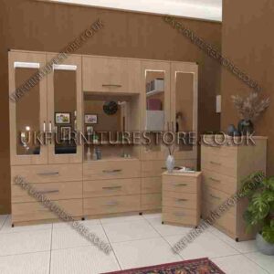 4-Door Wardrobe with Drawers & Bedside Cabinet