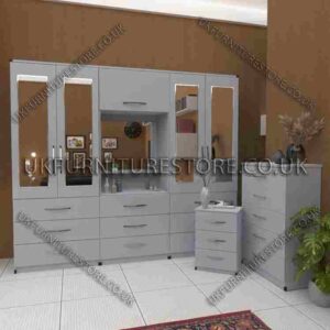 4-Door Wardrobe with Drawers & Bedside Cabinet